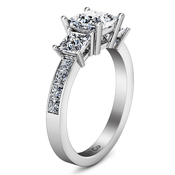 Three Stone Princess Cut Diamond Engagement Ring Rebecca 14K White Gold