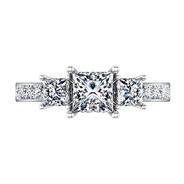 Three Stone Princess Cut Diamond Engagement Ring Rebecca 14K White Gold