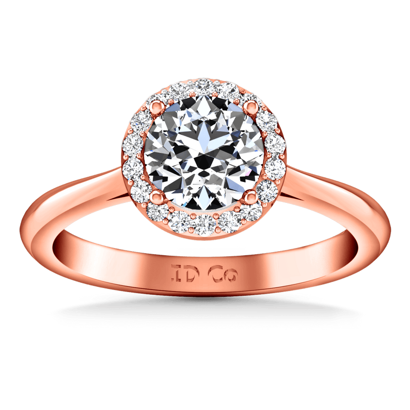 Halo Diamond  Engagement Ring Etoile 14K Rose Gold