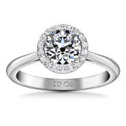 Round Diamond Halo  Engagement Ring Etoile 14K White Gold