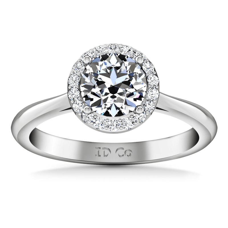 Round Diamond Halo  Engagement Ring Etoile 14K White Gold