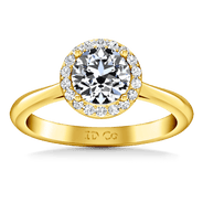 Halo Diamond  Engagement Ring Etoile 14K Yellow Gold
