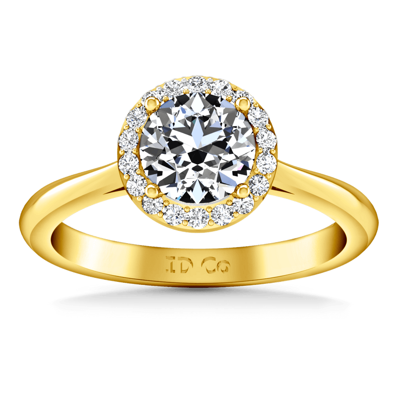 Halo Diamond  Engagement Ring Etoile 14K Yellow Gold