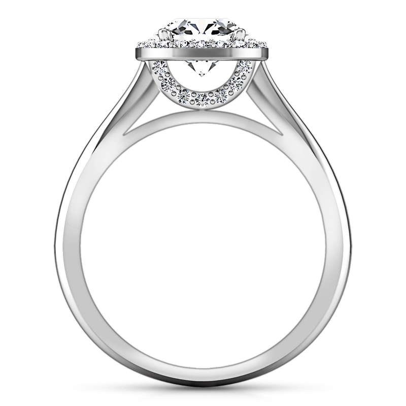 Round Diamond Halo  Engagement Ring Etoile 14K White Gold