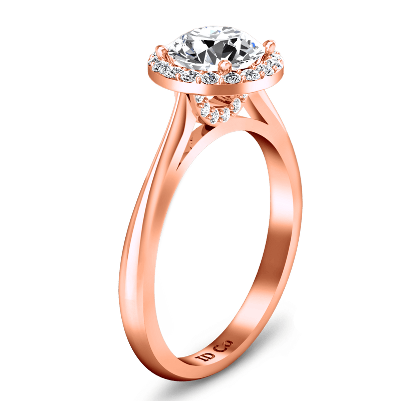 Halo Diamond  Engagement Ring Etoile 14K Rose Gold