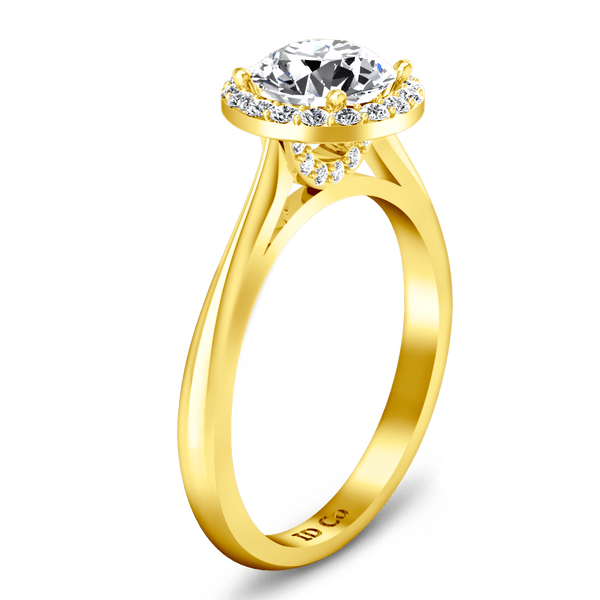 Halo Diamond  Engagement Ring Etoile 14K Yellow Gold