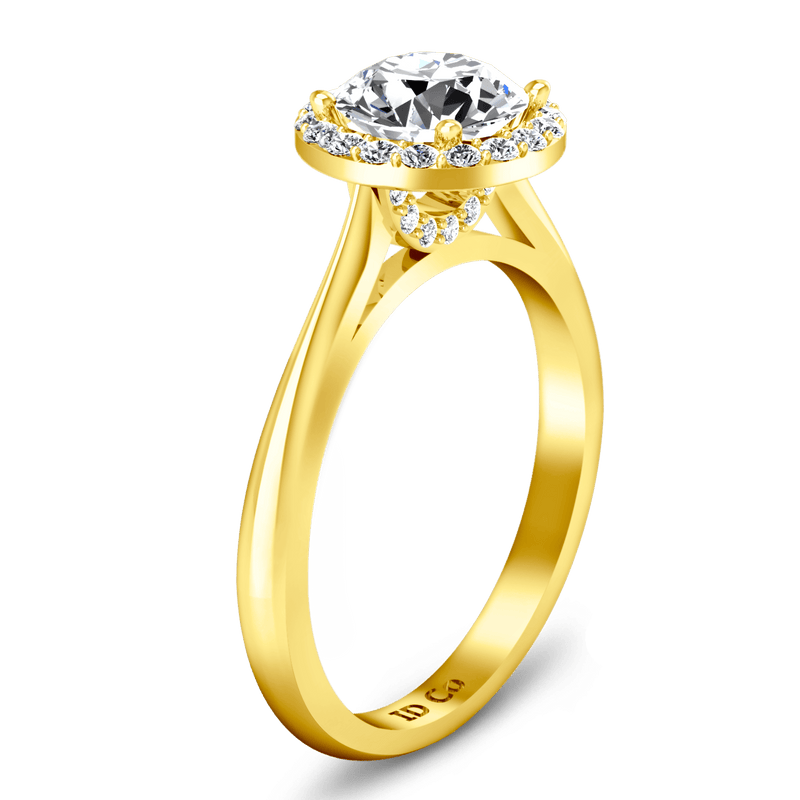 Halo Diamond  Engagement Ring Etoile 14K Yellow Gold