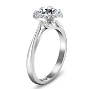 Round Diamond Halo  Engagement Ring Etoile 14K White Gold