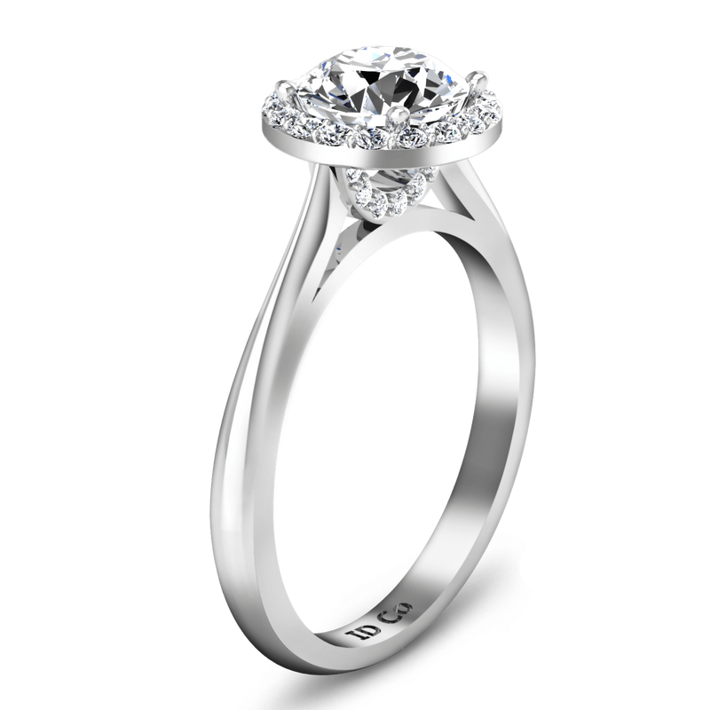 Round Diamond Halo  Engagement Ring Etoile 14K White Gold