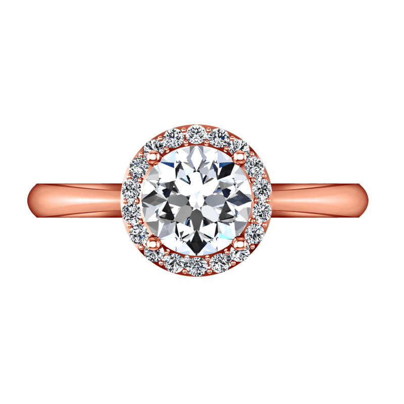 Halo Diamond  Engagement Ring Etoile 14K Rose Gold
