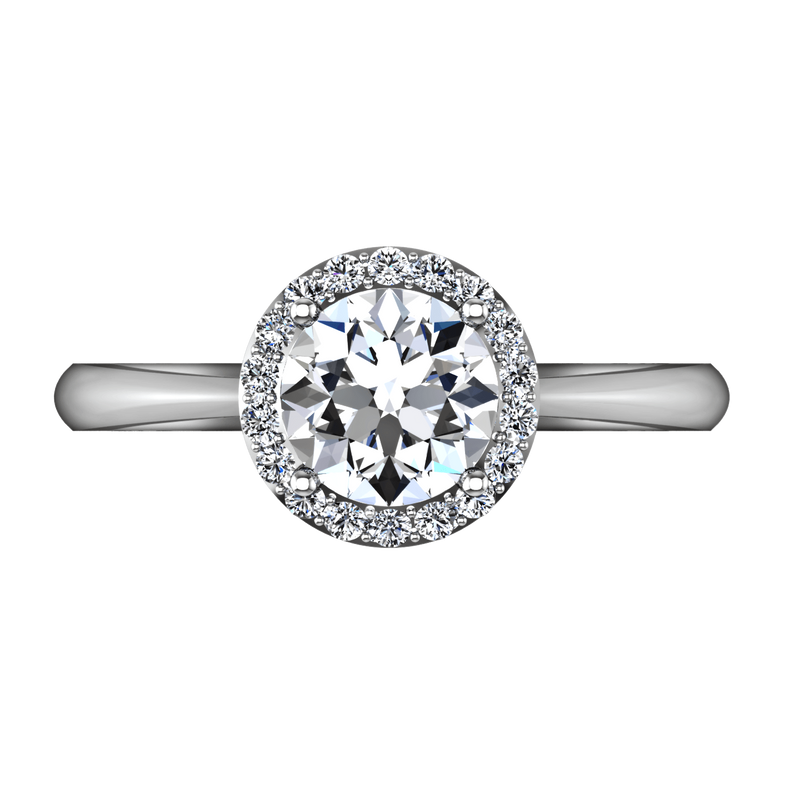 Round Diamond Halo  Engagement Ring Etoile 14K White Gold