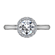 Round Diamond Halo  Engagement Ring Etoile 14K White Gold