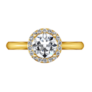 Halo Diamond  Engagement Ring Etoile 14K Yellow Gold