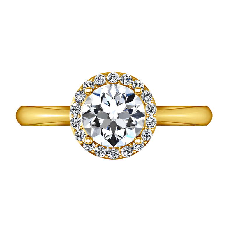 Halo Diamond  Engagement Ring Etoile 14K Yellow Gold