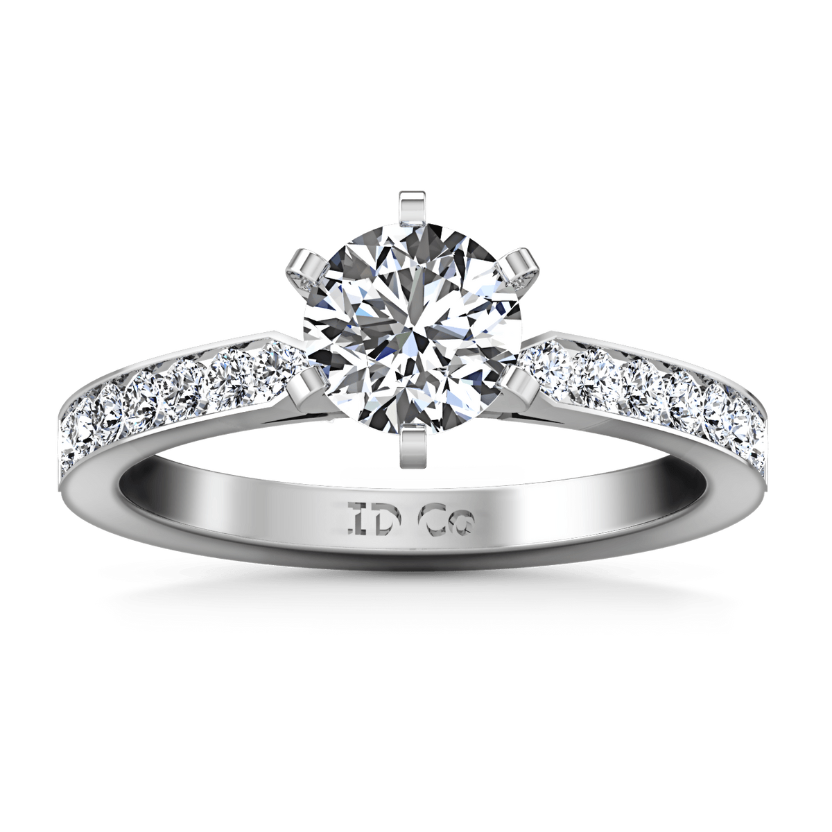 Round Diamond Pave Engagement Ring Bianca 14K White Gold