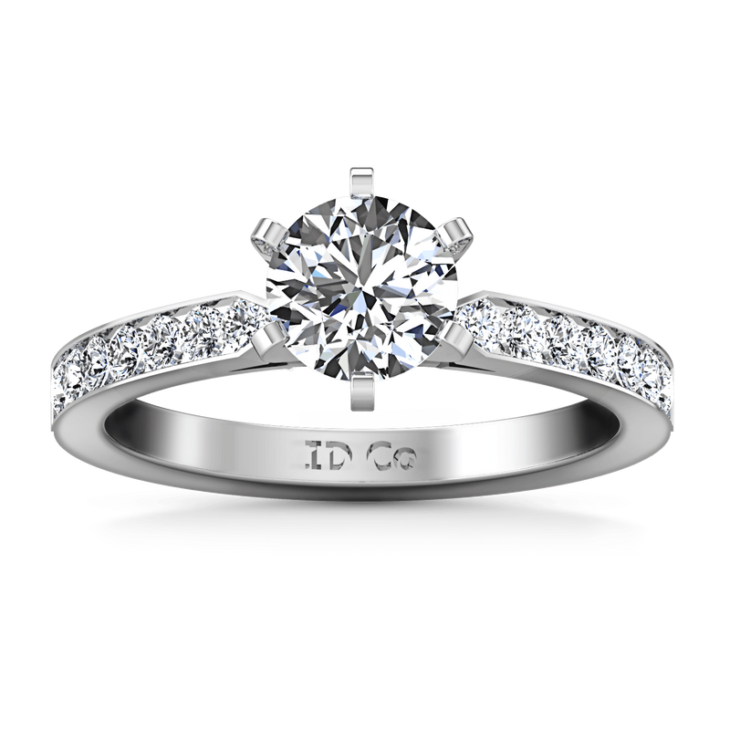Round Diamond Pave Engagement Ring Bianca 14K White Gold