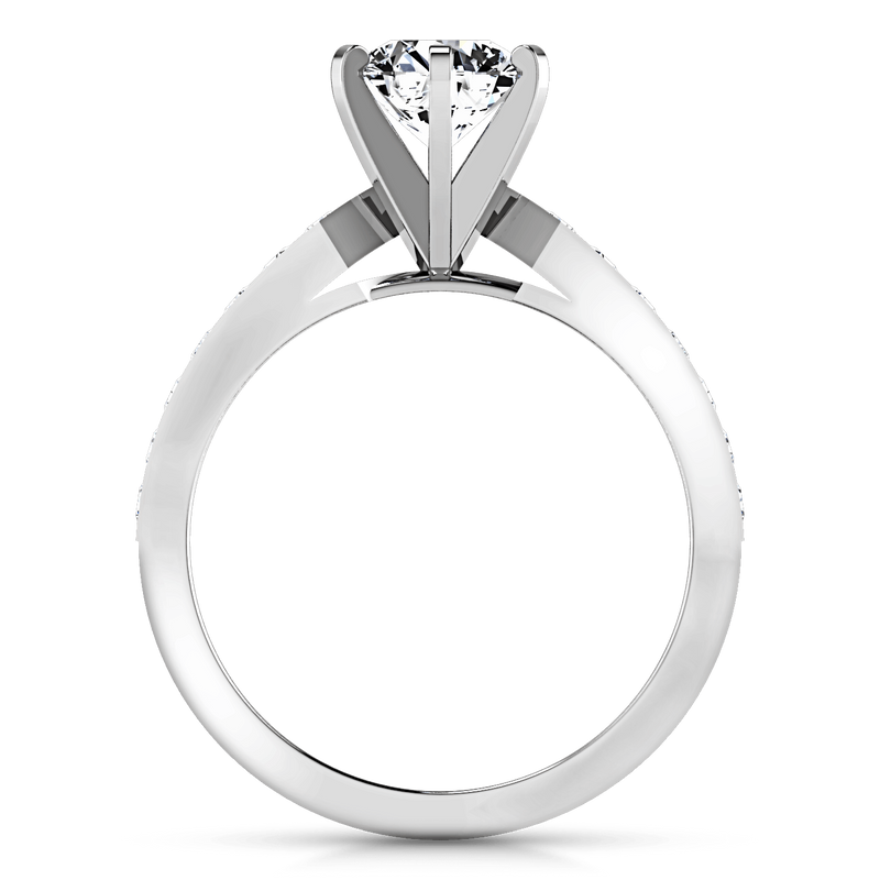 Round Diamond Pave Engagement Ring Bianca 14K White Gold