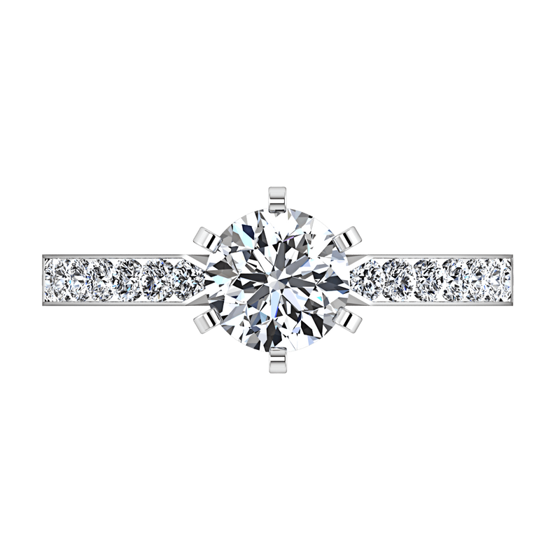 Round Diamond Pave Engagement Ring Bianca 14K White Gold