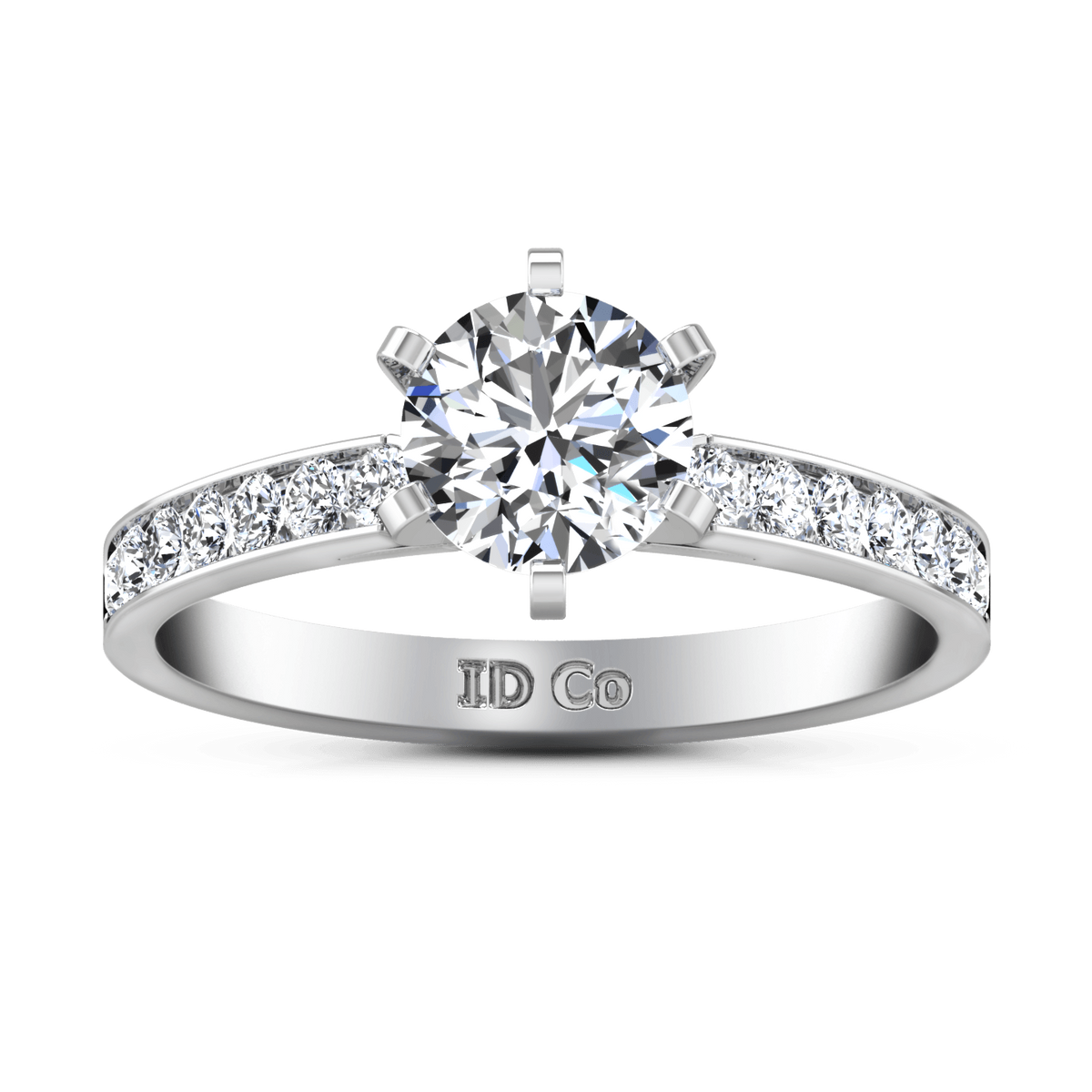 Round Diamond Pave Engagement Ring Yvonne 14K White Gold