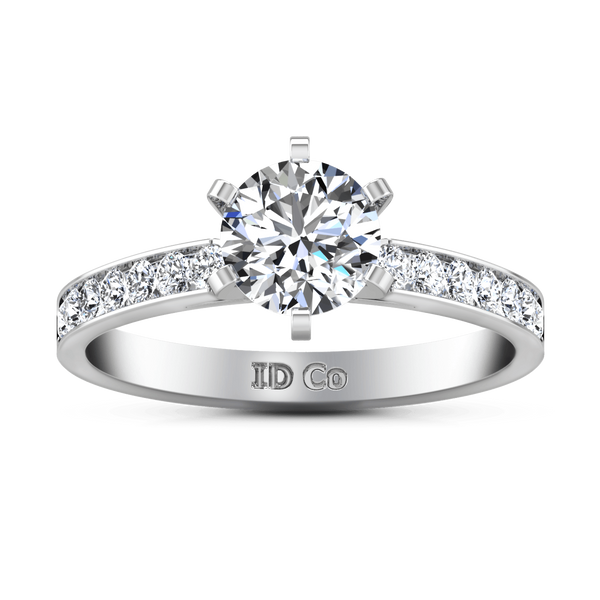 Round Diamond Pave Engagement Ring Yvonne 14K White Gold