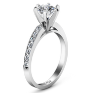 Round Diamond Pave Engagement Ring Yvonne 14K White Gold