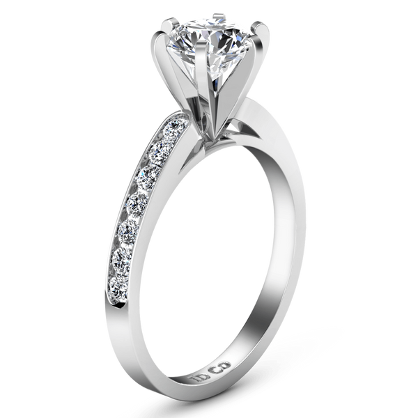 Round Diamond Pave Engagement Ring Yvonne 14K White Gold