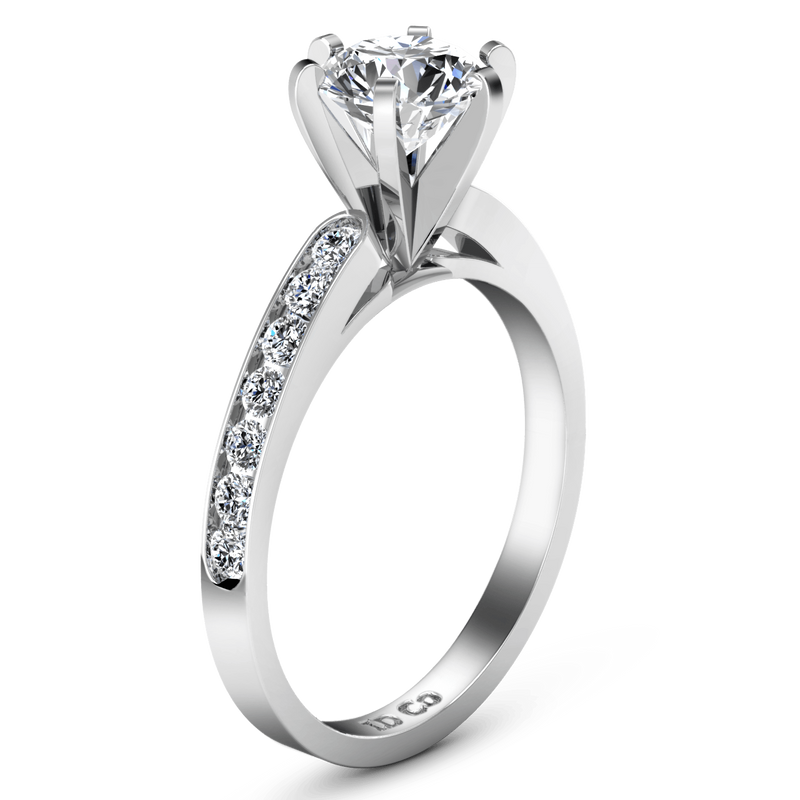 Round Diamond Pave Engagement Ring Yvonne 14K White Gold