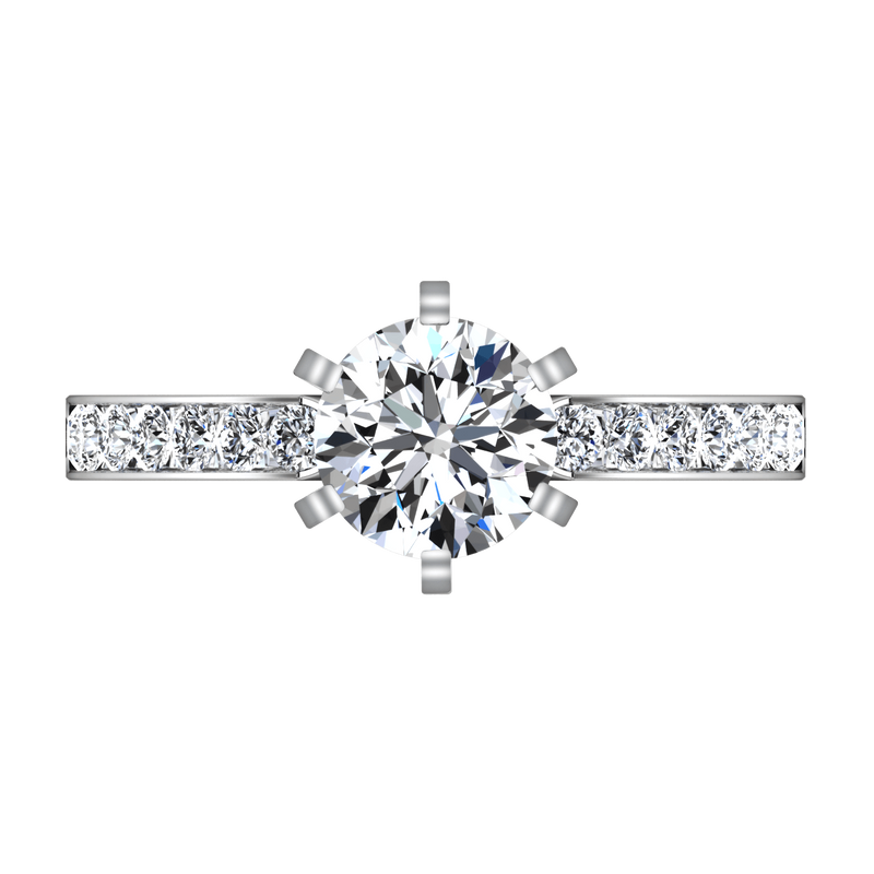 Round Diamond Pave Engagement Ring Yvonne 14K White Gold