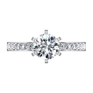 Round Diamond Pave Engagement Ring Yvonne 14K White Gold