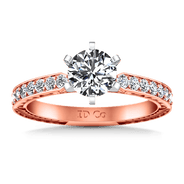 Pave Diamond Engagement Ring Arabesque 14K Rose Gold