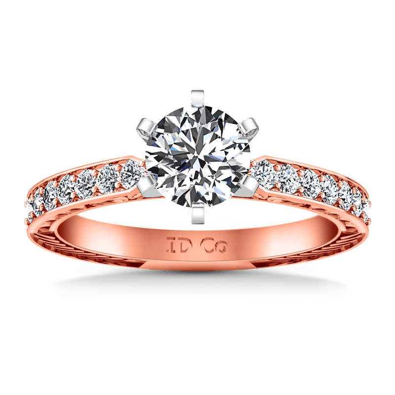 Pave Diamond Engagement Ring Arabesque 14K Rose Gold