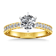 Pave Diamond EngagementRing Arabesque 14K Yellow Gold