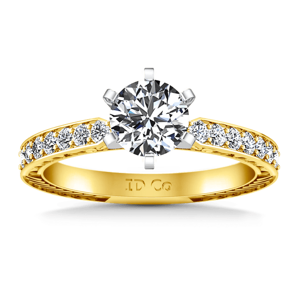Pave Diamond EngagementRing Arabesque 14K Yellow Gold