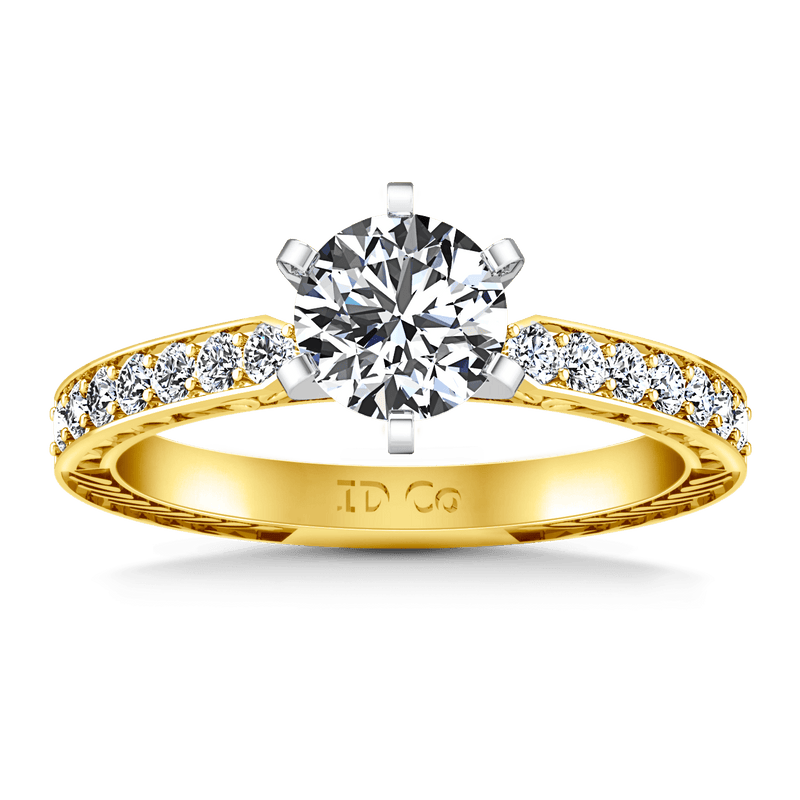 Pave Diamond EngagementRing Arabesque 14K Yellow Gold