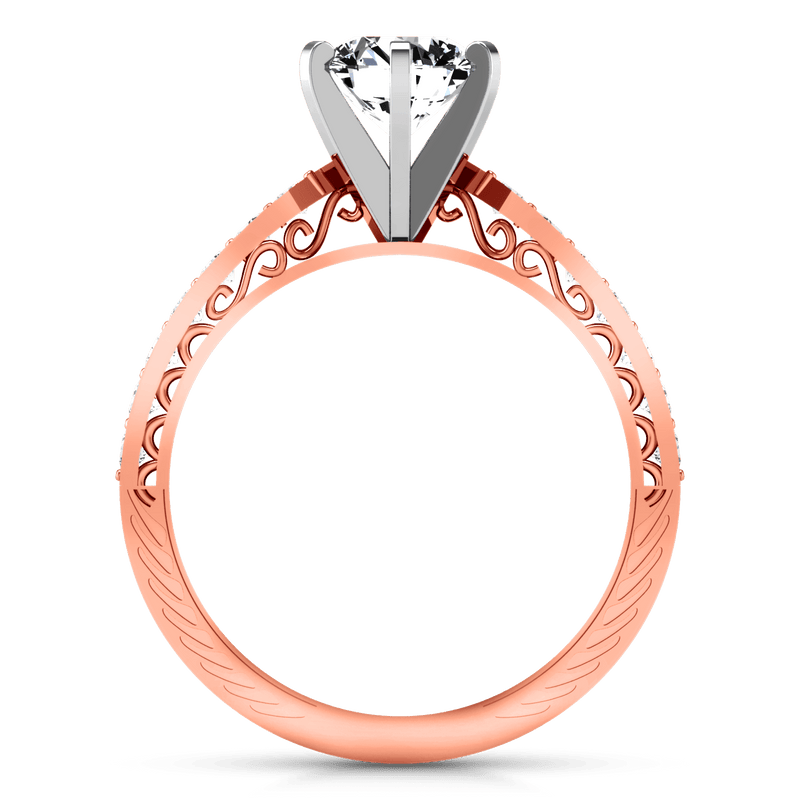 Pave Diamond Engagement Ring Arabesque 14K Rose Gold