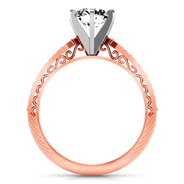 Pave Diamond Engagement Ring Arabesque 14K Rose Gold