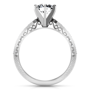 Round Diamond Pave Engagement Ring Arabesque 14K White Gold