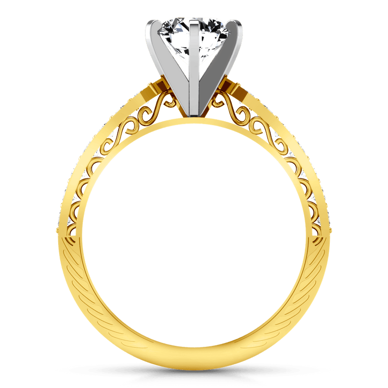 Pave Diamond EngagementRing Arabesque 14K Yellow Gold