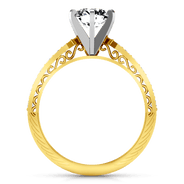 Pave Diamond EngagementRing Arabesque 14K Yellow Gold