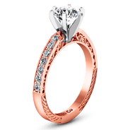 Pave Diamond Engagement Ring Arabesque 14K Rose Gold