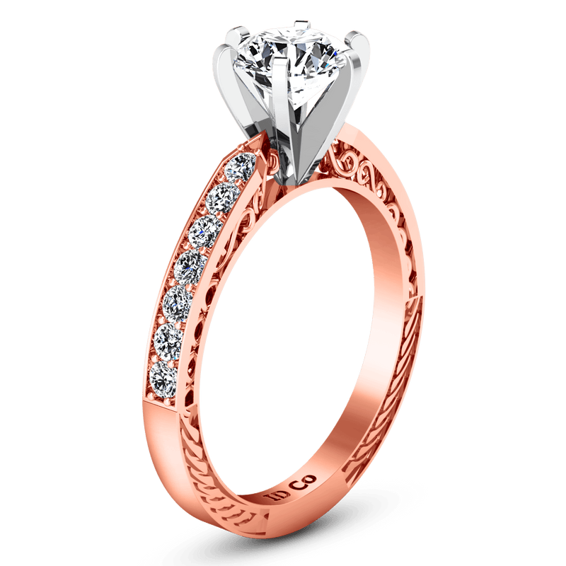 Pave Diamond Engagement Ring Arabesque 14K Rose Gold