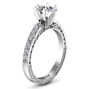 Round Diamond Pave Engagement Ring Arabesque 14K White Gold