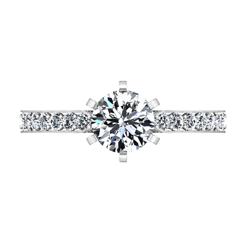 Round Diamond Pave Engagement Ring Arabesque 14K White Gold