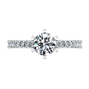 Round Diamond Pave Engagement Ring Arabesque 14K White Gold