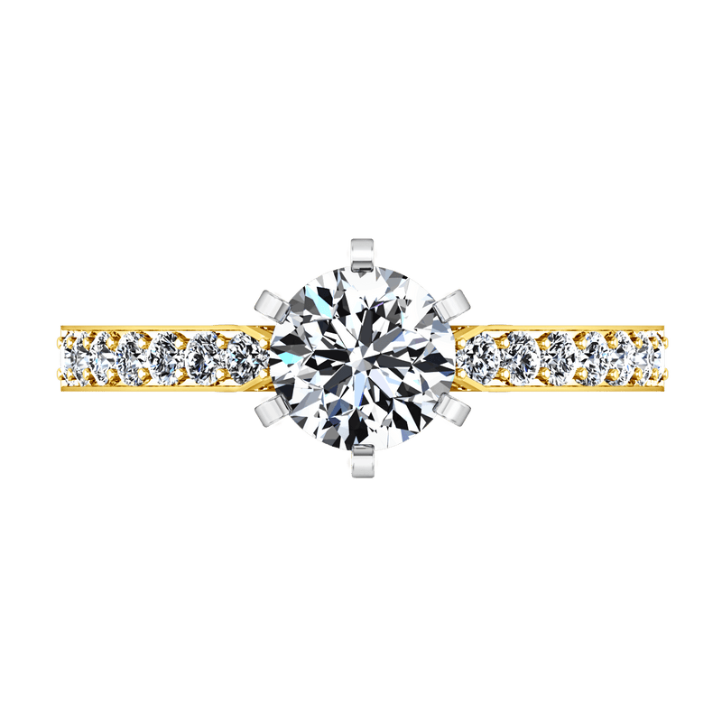 Pave Diamond EngagementRing Arabesque 14K Yellow Gold