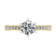 Pave Diamond EngagementRing Arabesque 14K Yellow Gold