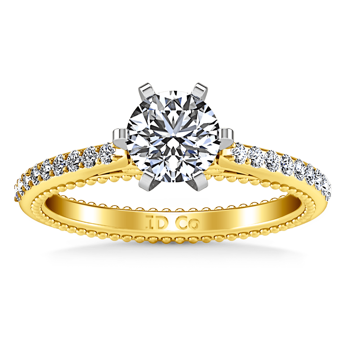 Pave Diamond EngagementRing Embrace 14K Yellow Gold