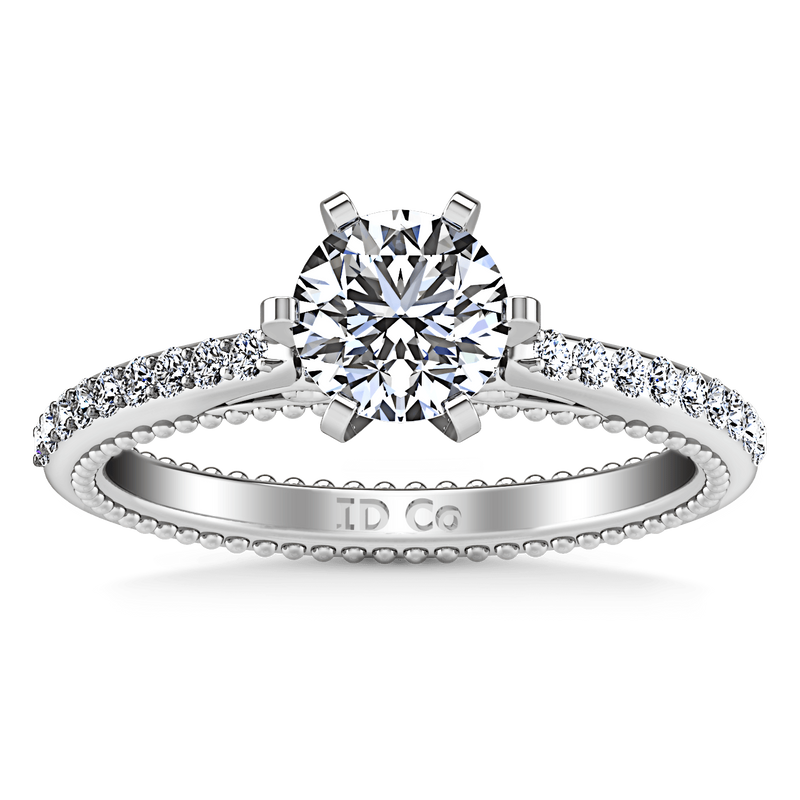 Round Diamond Pave Engagement Ring Embrace 14K White Gold
