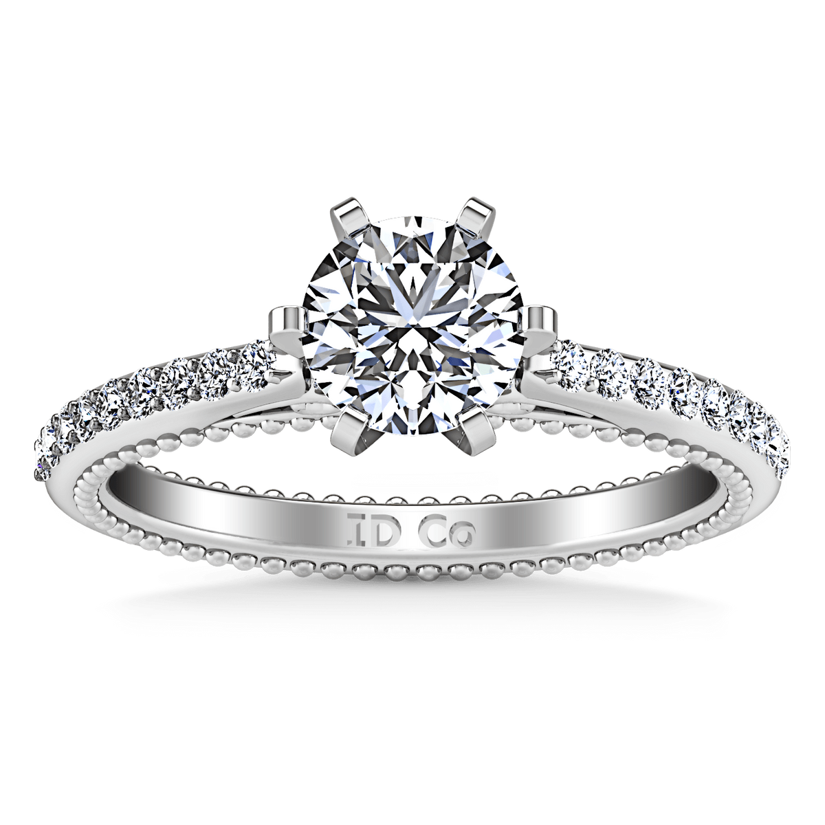 Round Diamond Pave Engagement Ring Embrace 14K White Gold