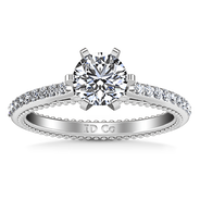 Round Diamond Pave Engagement Ring Embrace 14K White Gold